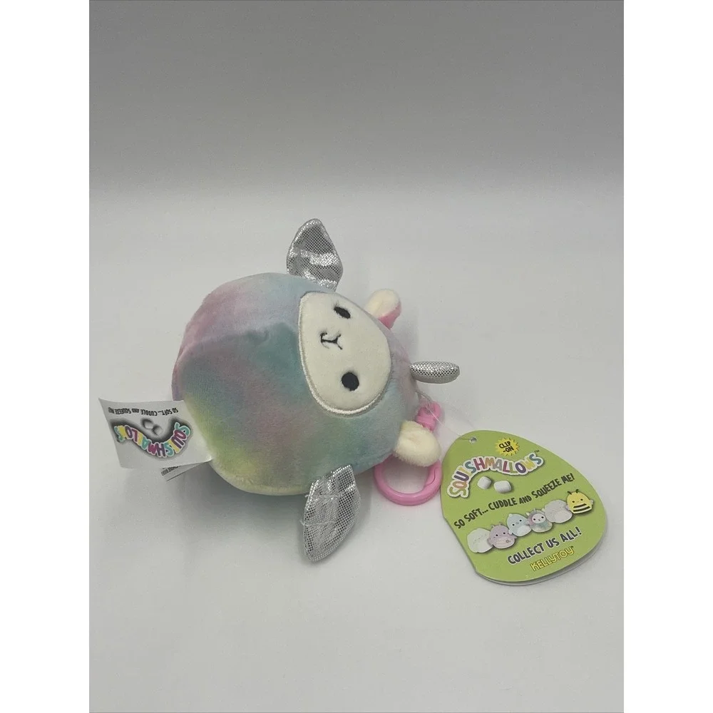 SQUISHMALLOWS Kellytoy LUCY MAY TIE DYE LLAMA PEGACORN Clip On Keychain #023‎